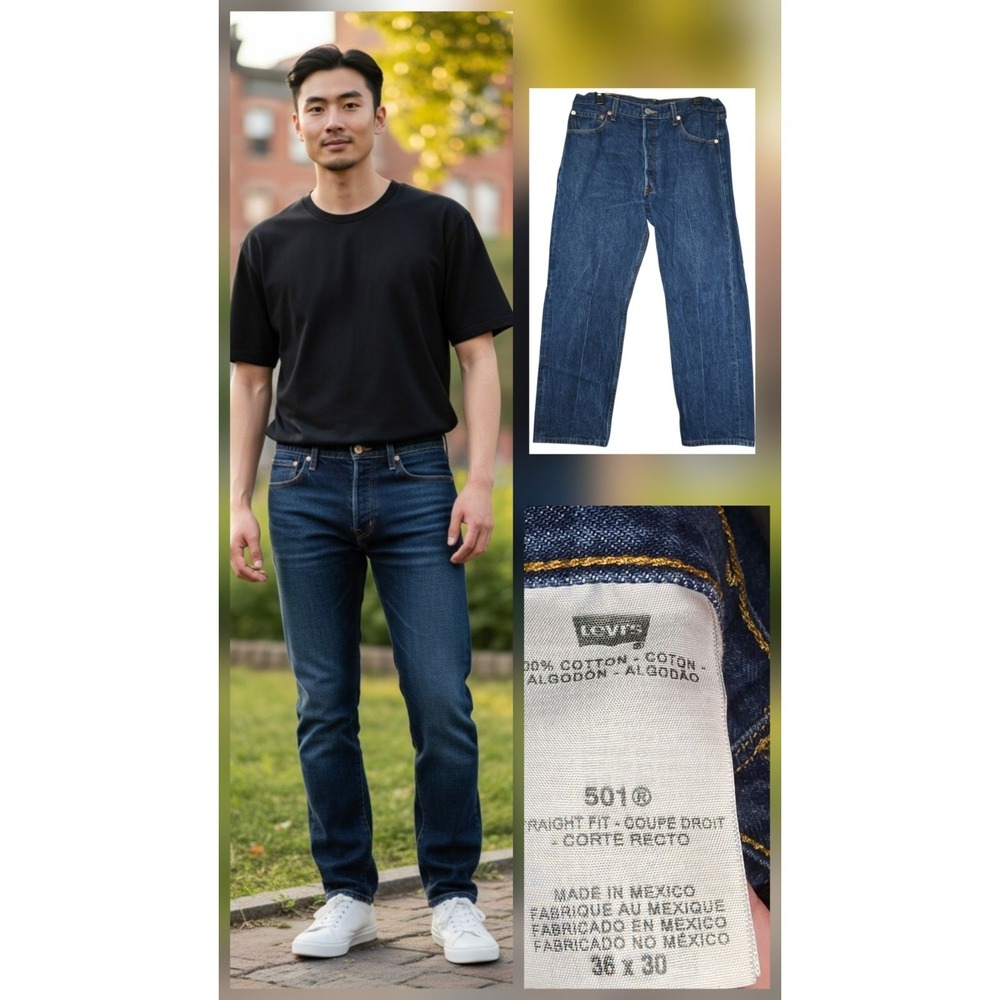 Denim Levi's 501 Button Fly Jeans Men's Size 36x27 Short Straight Leg workwear
